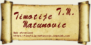 Timotije Matunović vizit kartica